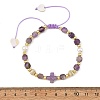Natural Amethyst Faceted Cube Braided Bead Bracelets BJEW-JB14379-01-4