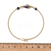 Faceted Horse Eye Natural Mixed Stone Herringbone Wire-Wrapped Brass Open Cuff Bangles with Natural Pearl for Women BJEW-JB14303-5