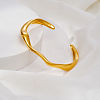 304 Stainless Steel Textured Wave Open Cuff Bangles for Women NJ1882-2