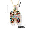 Brass Pave Colorful Cubic Zirconia Letter Pendant Box Chain Necklaces NU0575-8-1