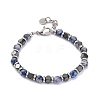 Natural Sodalite & Synthetic Hematite Round Beaded Bracelet BJEW-P339-02P-05-1