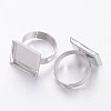 Platinum Plated Adjustable Brass Pad Ring Components For Jewelry Making X-KK-J053-P-2