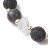 Natural Quartz Crystal & Lava Rock & Larvikite Stretch Bracelets for Women BJEW-JB13188-3