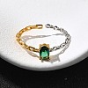 925 Sterling Silver Pave Cubic Zirconia Open Cuff Rings RJEW-R016-01G&P-01-1