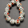 Floral Printed Porcelain Beads PORC-Q199-8mm-14-1