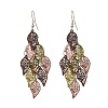 430 Stainless Steel Leaf Dangle Earrings EJEW-A137-10P-02-4