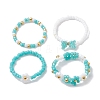 4Pcs 4 Style Glass Seed Beaded Stretch Finger Rings RJEW-JR00661-01-5