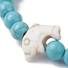 Synthetic Turquoise Dolphin Beaded Stretch Bracelets BJEW-JB09830-01-3