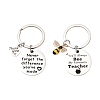 Teacher's Day Gift 201 Stainless Steel Flat Round with Word Keychains KEYC-FS0001-09-5