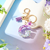 Alloy Resin Heart Keychains KEYC-TADJ0002-01G-G-4