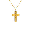 304 Stainless Steel Textured Religion Cross Pendant Necklaces WG0F8DA-01-3