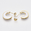 Brass Micro Pave Cubic Zirconia Crescent Moon Stud Earrings EJEW-N011-01F-3