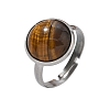 Half Round Natural Tiger Eye Finger Rings RJEW-M062-01P-08-3