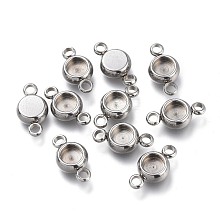 304 Stainless Steel Cabochon Connector Settings STAS-I161-03A-P