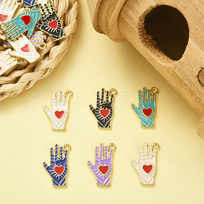 60Pcs 6 Colors Alloy Enamel Pendants ENAM-CJ0003-82-1