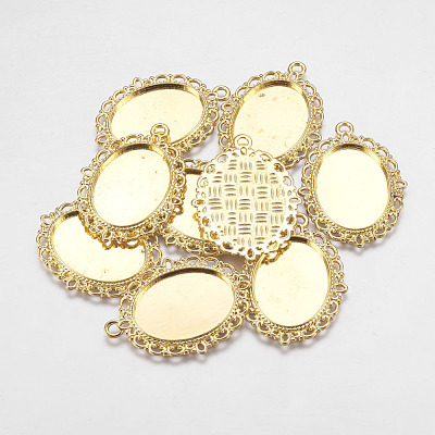 Zinc Alloy Pendant Settings for Cabochon & Rhinestone PALLOY-A15257-G-NR-1
