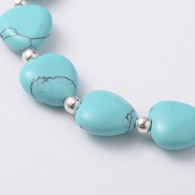 Heart Synthetic Turquoise Stretch Bracelets BJEW-JB02066-01-1