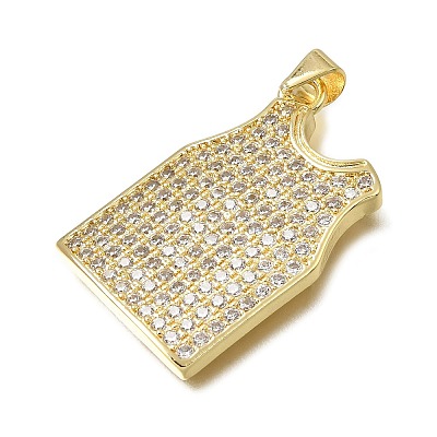 Brass Micro Pave Clear Cubic Zirconia Pendants CU-CBA108A-10G-1