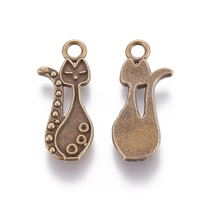 Tibetan Style Alloy Kitten Pendant Settings for Enamel PALLOY-A15359-AB-NF-1