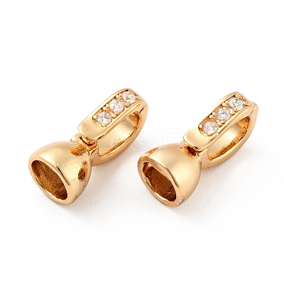 Brass Micro Pave Clear Cubic Zirconia Fold Over Clasps KK-G425-03-1