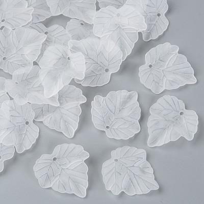 Transparent Frosted Acrylic Leaf Pendants X-PAF002Y-14-1