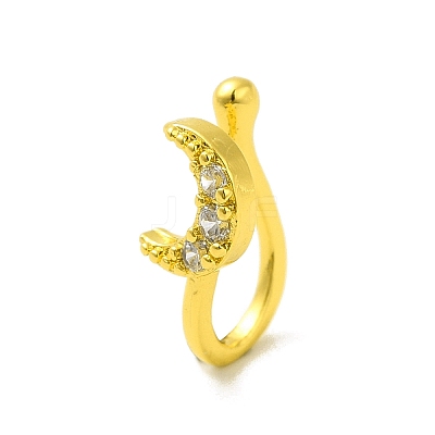 Clear Cubic Zirconia Moon Clip on Nose Rings AJEW-F059-13G-1