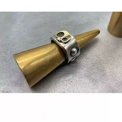 Halloween Two Tone Alloy Skull Cuff Open Rings for Unisex WG69205-01-1