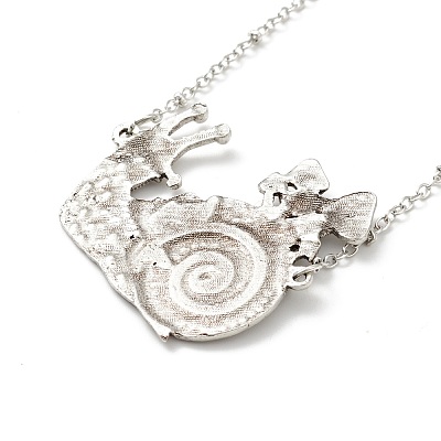 Alloy Snail with Mushroom Pendant Necklace with Resin Beaded NJEW-G056-03AS-1