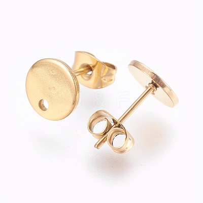 Ion Plating(IP) 304 Stainless Steel Stud Earring Findings STAS-G178-01G-8mm-1