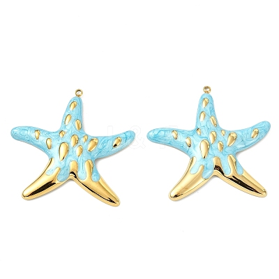 Ocean 304 Stainless Steel Enamel Pendants X-STAS-T076-08B-03G-1