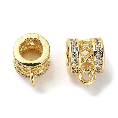 Brass Micro Pave Cubic Zirconia Tube Bails ZIRC-P112-02G-1
