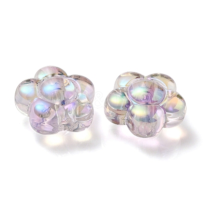 UV Plating Rainbow Iridescent Transparent Acrylic Beads OACR-C007-11A-1