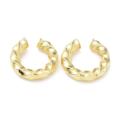 Rack Plating Brass Twist Rope Cuff Earrings for Women EJEW-G352-01G-1