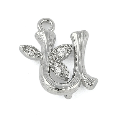 Brass Crystal Rhinestone Letter Links Connector Charms KK-S395-06P-U-1