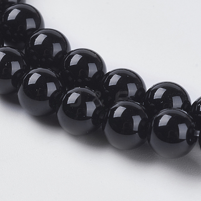 Natural Black Onyx Beads Strands X-G-G591-6mm-06-1
