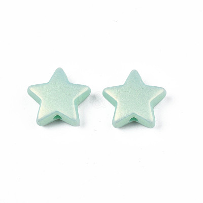 Spray Painted Frosted Opaque Acrylic Beads ACRP-S679-43B-1