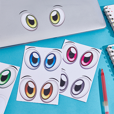 6 Sheets 3 Colors Paper Picture Stickers STIC-PH0001-04-1