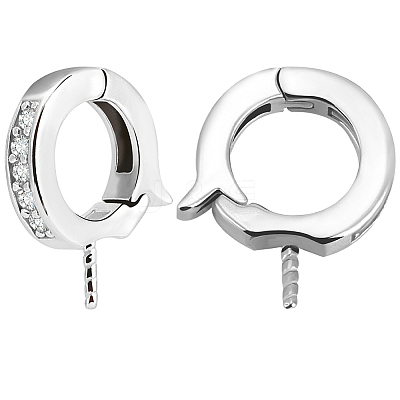 2Pcs Rhodium Plated 925 Sterling Silver Micro Pave Cubic Zirconia Cup Peg Bails FIND-BBC0003-44-1