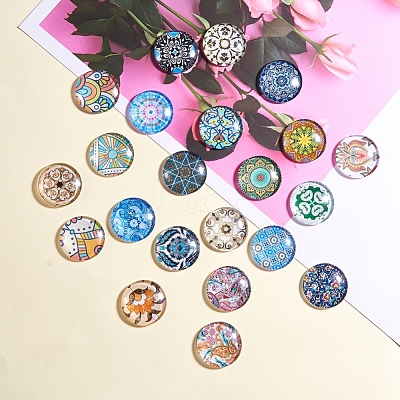 Printed Picture Glass Cabochons GGLA-YW0001-01A-1