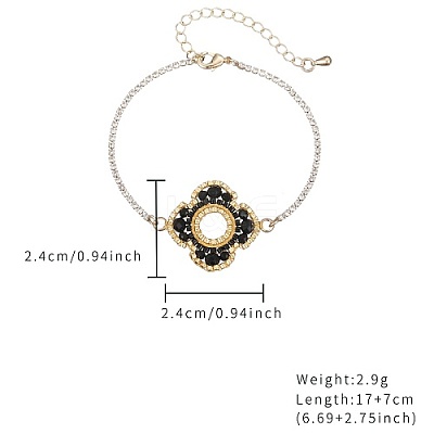 Glass Seed Beaded Flower Link Bracelet with Golden Stainless Steel Chains EZ8902-2-1
