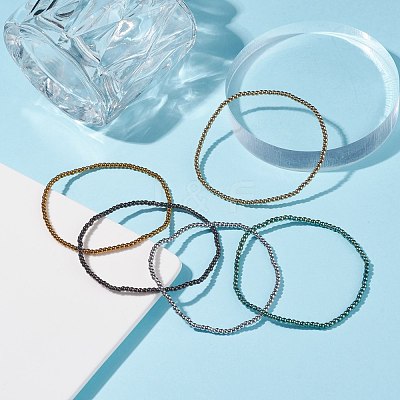 Glass Round Beaded Stretch Bracelet for Women BJEW-JB07911-1