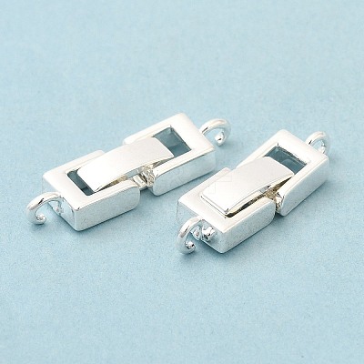 Rack Plating Brass Fold Over Clasps with Loops KK-L184-89S-1