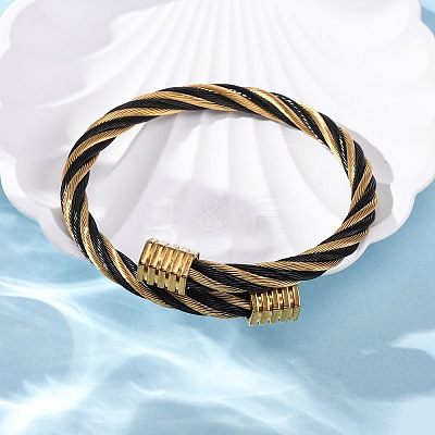 304 Stainless Steel Torque Bangles for Women BJEW-P310-21MC-1