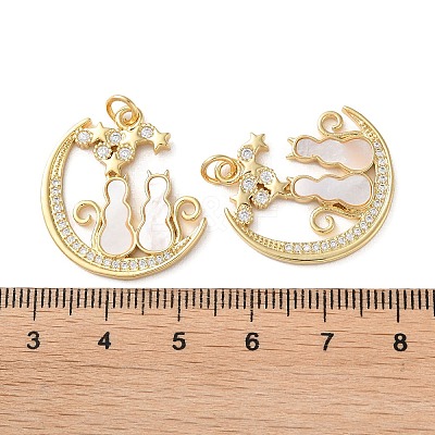 Brass Micro Pave Clear Cubic Zirconia Pendants KK-B083-34D-G-1