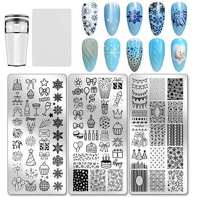 Stainless Steel DIY Nail Art Templates MRMJ-WH0092-198-1