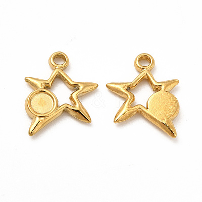 Ion Plating(IP) 304 Stainless Steel Pendants Cabochon Settings STAS-B032-21G-1