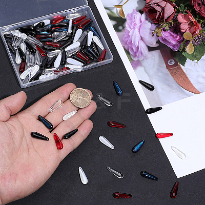 100Pcs 5 Colors Baking Paint Transparent Glass Pendants FIND-SC0023-47B-1