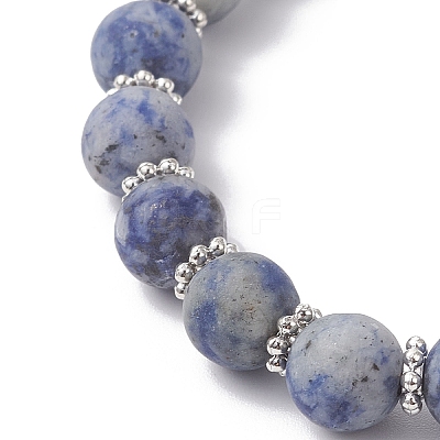 Frosted Natural Mixed Gemstone Round Beaded Stretch Bracelets for Women Men BJEW-JB12471-02-1