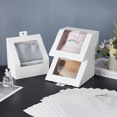Foldable Cardboard Gift Cap Storage Boxes with Clear PVC Window CON-WH0099-67A-1