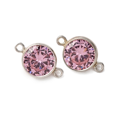 925 Streling Silver Pave Cubic Zirconia Birthstone Connector Charms STER-NH0001-80P-13-1